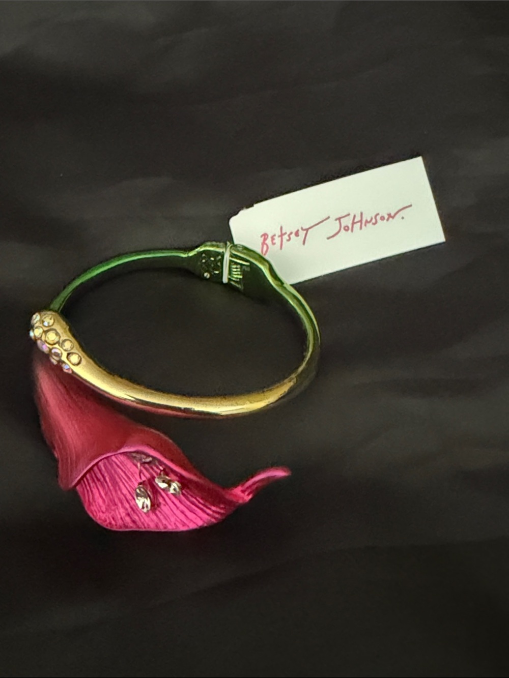 NWT Betsey Johnson Calla Lilly Bypass Hinge Bangle Bracelet